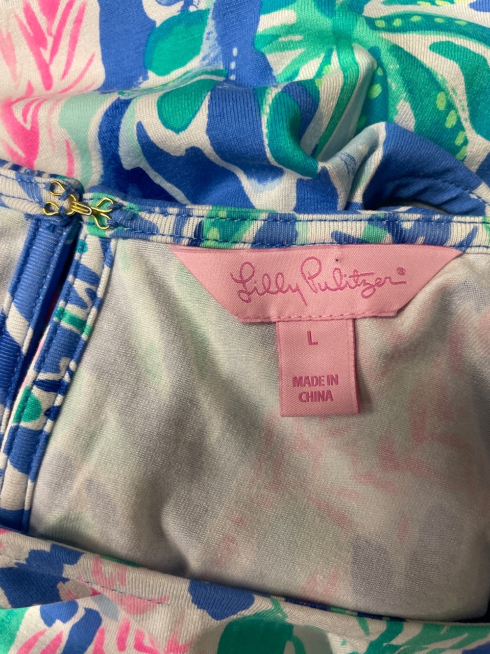 Lilly Pulitzer Esmeralda Midi Dress Jet Stream Size Large Stretch Coral Reef Lg - Picture 5 of 7